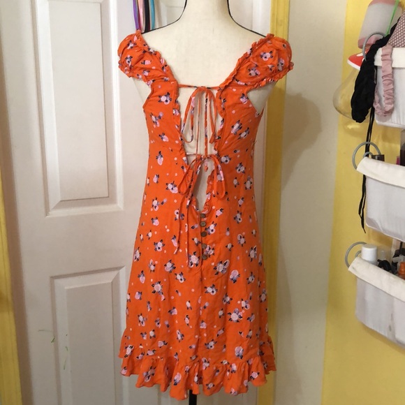 Free people orange floral mini dress - Picture 6 of 8